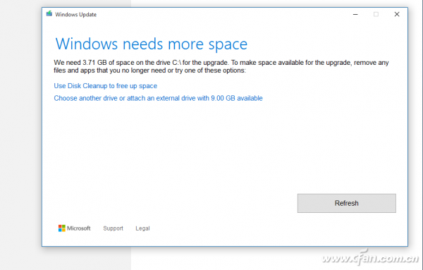 C盘低容量无法升级Windows 10? 三联