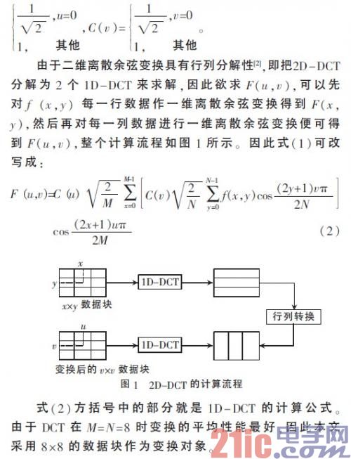 2D-DCT的FPGA实现