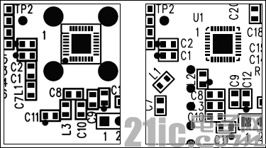 图2. 图中所示为两种不同的PCB布局,其中一种布局的元件排列方向不合理(L1和L3),另一种的方向排列则更为合适。