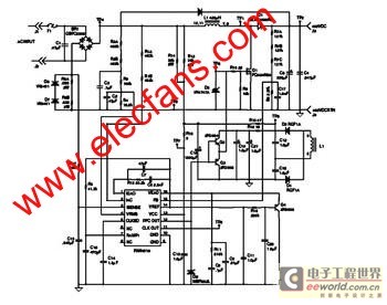 采用FAN4810的500W有源功率因数校正电路的电路原理图