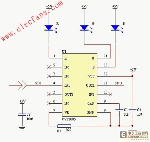 CYT3005单线传输驱动全彩LED灯